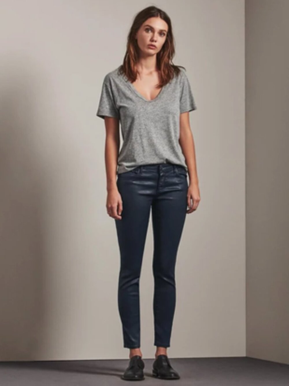 AG Adriano Goldschmied The Leatherette Legging Ankle Jeans Coated Black 29 NWT